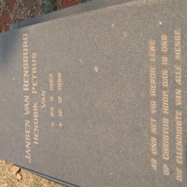 RENSBURG Hendrik Petrus, Jansen van 1923-1969