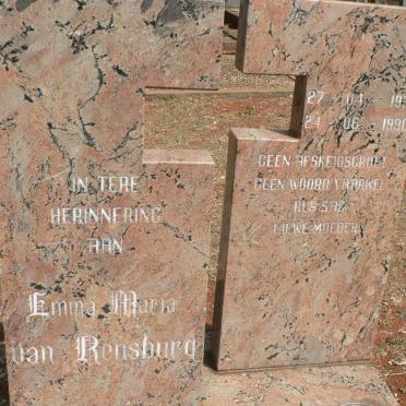 RENSBURG Emma Maria, van 1931-1990