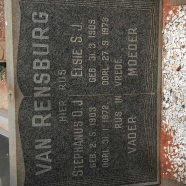 RENSBURG Stephanus O.J., van 1903-1972 &amp; Elsie S.J. 1905-1978