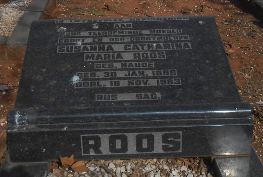 ROOS Susanna Catharina Maria nee NAUDE 1896-1983