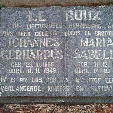 ROUX Johannes Gerhardus, le 1885-1949 &amp; Maria Sabella 1891-1976