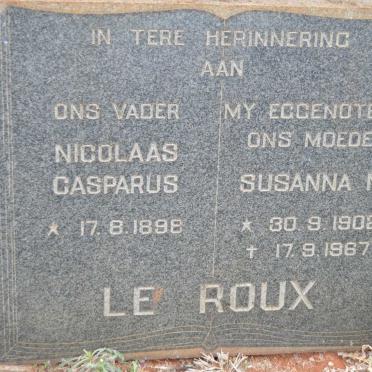 ROUX Nicolaas Casparus, le 1898- &amp; Susanna M. 1902-1967