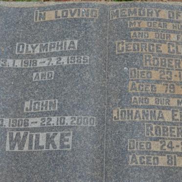 ROBERTS George Clifford -1951 &amp; Johanna Elizabeth -1963 :: WILKE John 1906-2000 &amp; Olymphia 1918-1985