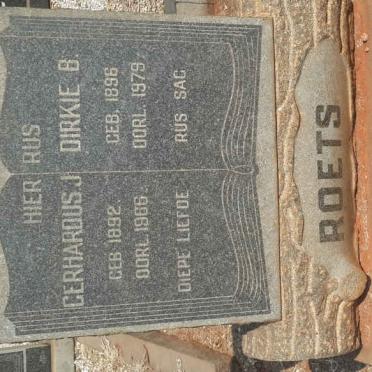 ROETS Gerhardus J. 1892-1966 &amp; Dirkie B. 1896-1979