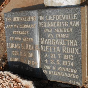 ROUX Lukas G. 1911-1964 &amp; Margaretha Aletta 1913-1974