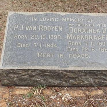 ROOYEN P.J., van 1898-1944 &amp; MARKGRAAFF Dorathea G. 1907-1964