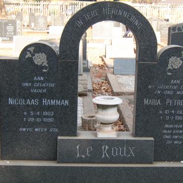 ROUX Nicolaas Hamman, le 1903-1990 &amp; Maria Petronella 1905-1963
