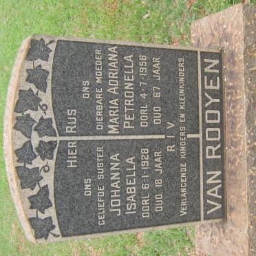 ROOYEN Maria Adriana Petronella, van -1958 :: VAN ROOYEN Johanna Isabella, van -1928 