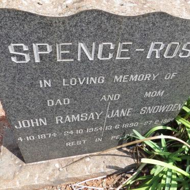 ROSS John Ramsay, Spence 1874-1954 &amp; Jane Snowden 1890-1964