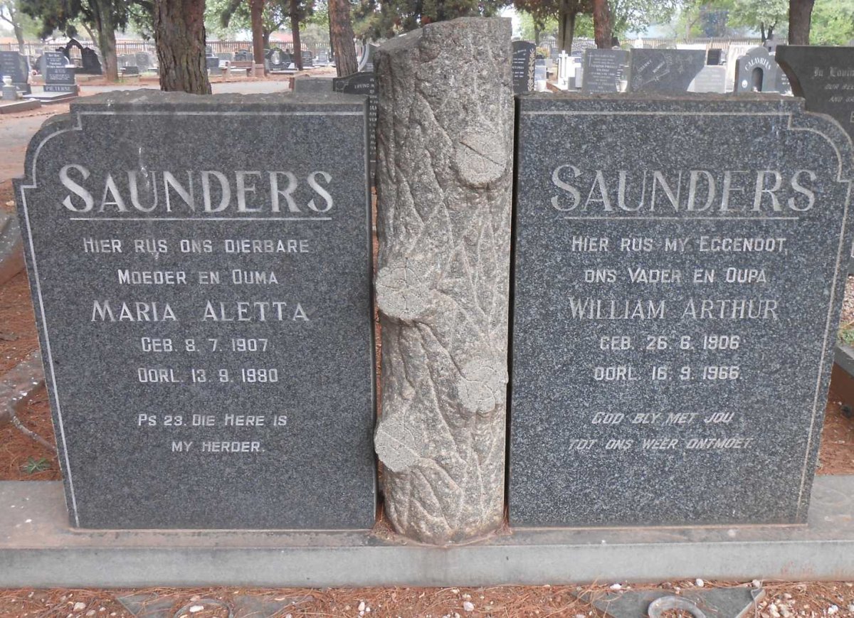 SAUNDERS William Arthur 1906-1966 &amp; Maria Aletta 1907-1980