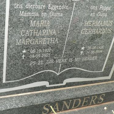 SANDERS Hermanus Gerhardus 1926-2004 &amp; Maria Catharina Margaretha 1922-2003