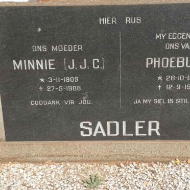 SADLER Phoebus M. 1905-1962 &amp; J.J.C. 1909-1988