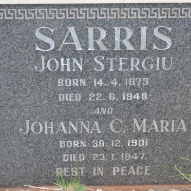 SARRIS John Stergiu 1873-1948 &amp; Johanna C. Maria 1901-1947