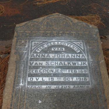 SCHALKWIJK Anna Johanna, van nee CRONJE 1891-1918