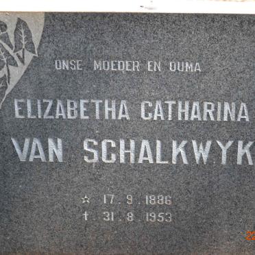 SCHALKWYK Elizabetha Catharina, van 1886-1953