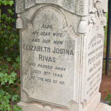 SCHOOR Peter Ulrich, van 1886-1932 &amp; RIVAS Elizabeth Josina formerly VAN SCHOOR -1945