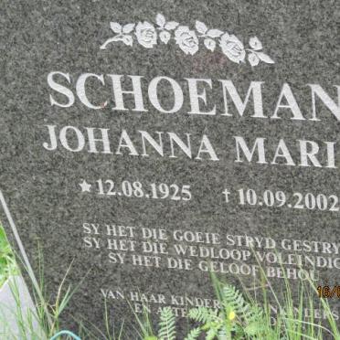 SCHOEMAN Johanna Maria 1925-2002