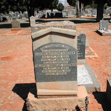 SCHOEMAN Phillippus Cornelius 1885-1928 &amp; Susanna Magdelena 1888-1924