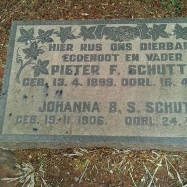 SCHUTTE Pieter F. 1899-1947 &amp; Johanna B.S. 1906-1959