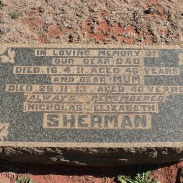 SHERMAN Nicholas -1911 &amp; Elizabeth -1913
