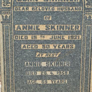 SKINNER John -1921 &amp; Annie -1958