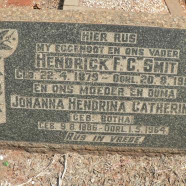 SMIT Hendrick F.C. 1879-1952 &amp; Johanna Hendrina Catherina BOTHA 1886-1964