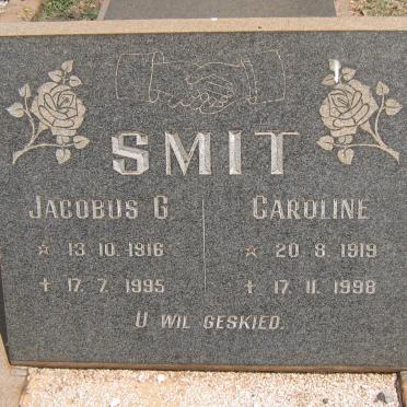 SMIT Jacobus G. 1916-1995 &amp; Caroline 1919-1998