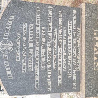 SMYTH Thomas Gordon 1874-1961 &amp; Elizabeth HENDRY 1877-1944 :: JONES Lettie Corry nee SMYTH 1912-1949