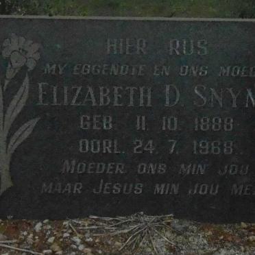 SNYMAN Elizabeth D. 1888-1968