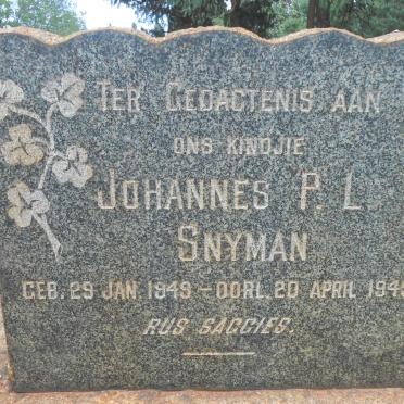 SNYMAN Johannes P.L. 1949-1949