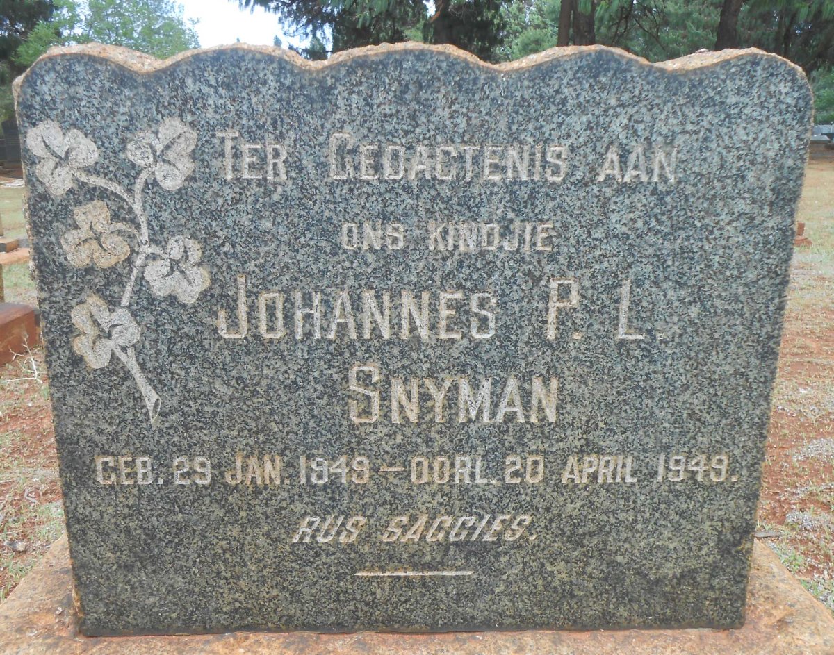 SNYMAN Johannes P.L. 1949-1949