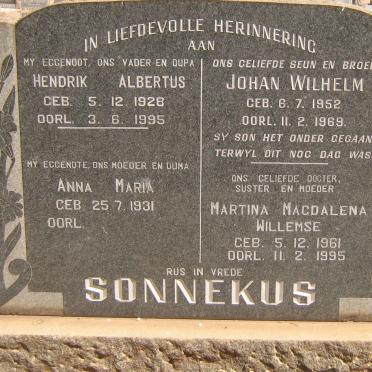 SONNEKUS Hendrik Albertus 1928-1995 &amp; Anna Maria 1931-  :: SONNEKUS Johan Wilhelm 1952-1969