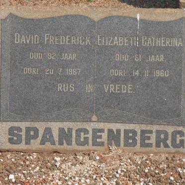 SPANGENBERG David Frederick -1967 &amp; Elizabeth Catherina -1960