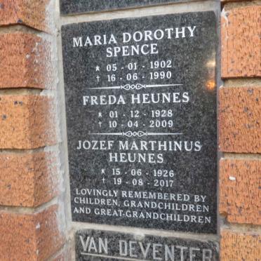 SPENCE Maria Dorothy 1902-1990 :: HEUNES Jozef Marthinus 1926-2017 &amp; Freda 1928-2009 :: VAN DEVENTER