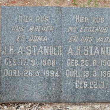 STANDER A.H. 1905-1967 &amp; J.H.A. 1908-1994