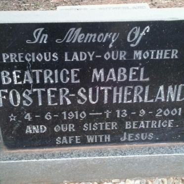 SUTHERLAND Beatrice Mabel, Foster 1910-2001