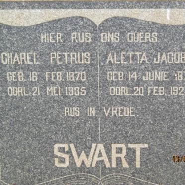 SWART Charel Petrus 1870-1935 &amp; Aletta Jacoba 1878-1927