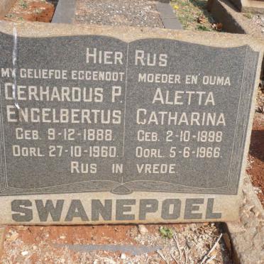 SWANEPOEL Gerhardus P. Engelbertus 1888-1960 &amp; Aletta Catharina 1898-1966