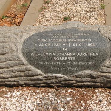 SWANEPOEL Dirk Jacobus 1925-1962 &amp; Wilhelmina Johanna Dorethea ROBBERTS 1931-2004