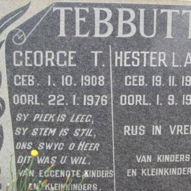 TEBBUTT George T. 1908-1976 &amp; Hester L.A.P. 1912-1983