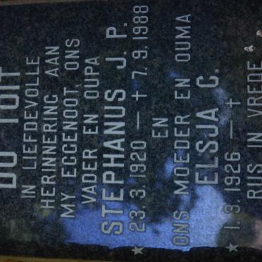 TOIT Stephanus J.P., du 1920-1988 &amp; Elsja C. 1926-