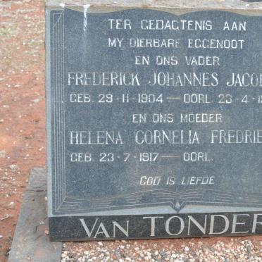 TONDER Frederick Johannes Jacobus, van 1904-1965 &amp; Helena Cornelia Fredrieka 1917-
