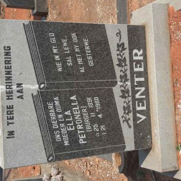 VENTER Ella Petronella nee BURGER 1891-1960