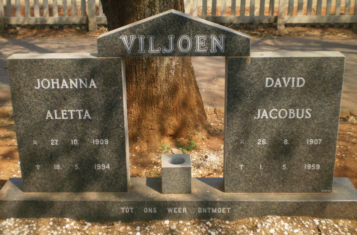 VILJOEN David Jacobus 1907-1959 &amp; Johanna Aletta 1909-1994