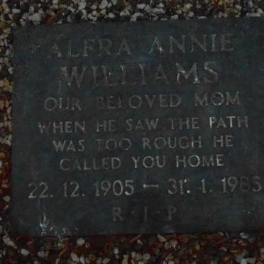 WILLIAMS Alfra Annie 1905-1985