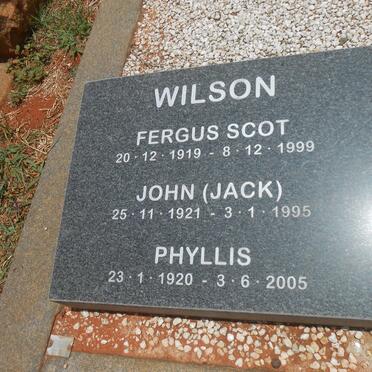 WILSON Fergus Scot 1919-1999 :: WILSON John 1921-1995 :: WILSON Phyllis 1920-2005
