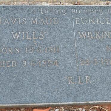 WILLS Mavis Maud 1911-1994 :: WILKINSON Eunice Evelyn nee WILLS 1915-1997
