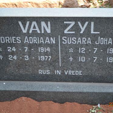 ZYL Andries Adriaan, van 1914-1977 &amp; Susara Johanna 1922-1994