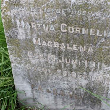 VENTER Martha Cornelia Magdalena 1911-1911