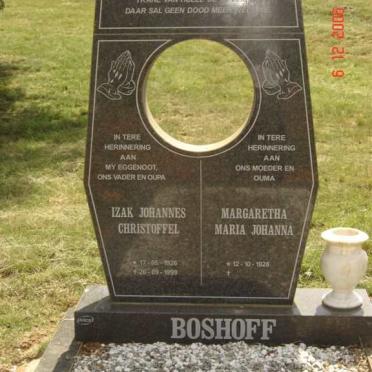 BOSHOFF Izak Johannes Christoffel 1926-1999 &amp; Margaretha Maria Johanna 1928-
